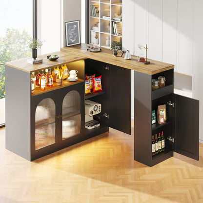 Buffetkast – Opbergkast – Keukenkast – Sideboard – Wijnkast – 360° Draaibaar Ontwerp – 198 x 39,6 x 97 cm – Glazen Deuren met Lades