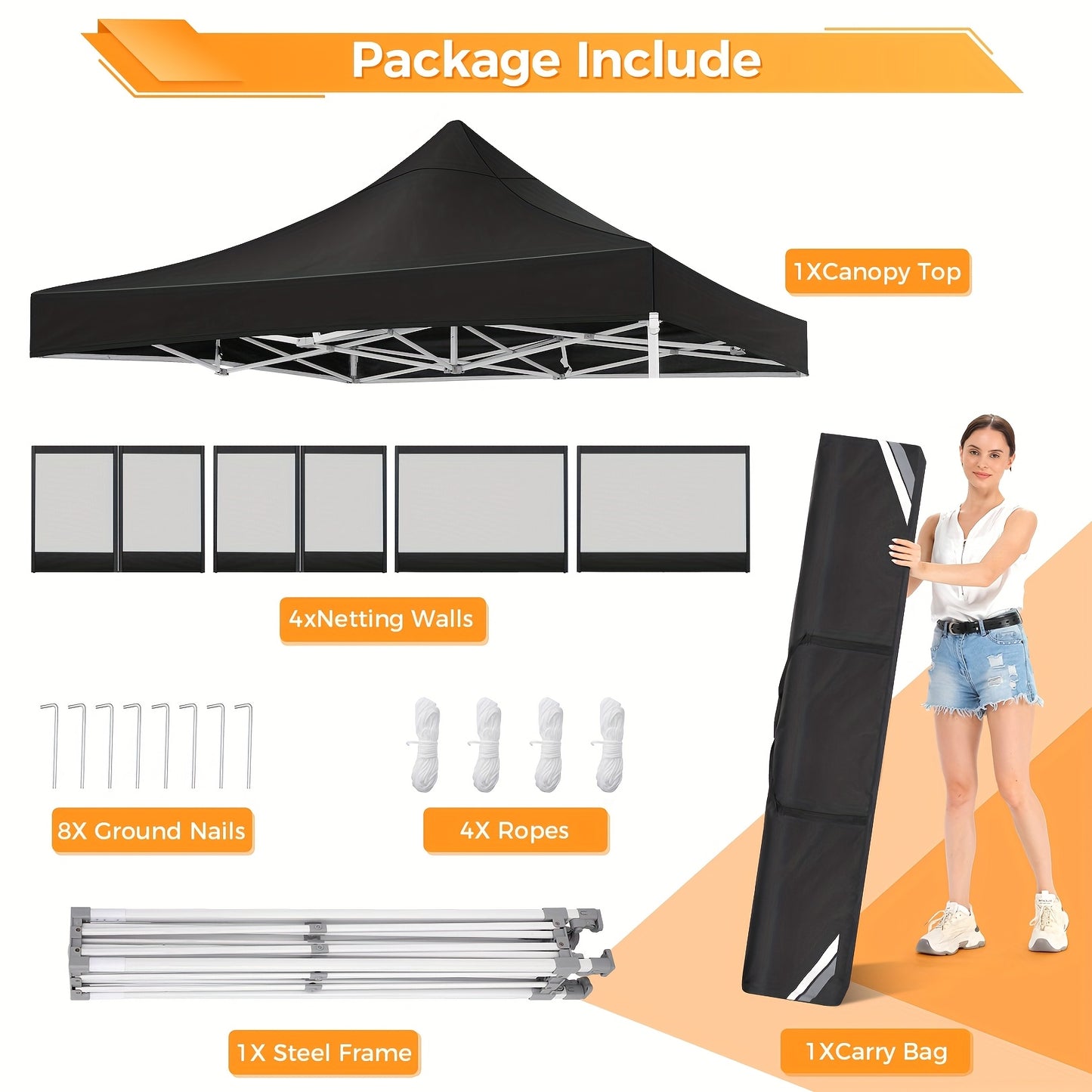 Klaptent – Inklapbare Tent – Muskietennet Tent – Camping Tent – 3x3 Meter – Lichtgewicht Aluminium – Inklapbaar Met Draagtas - QUORE