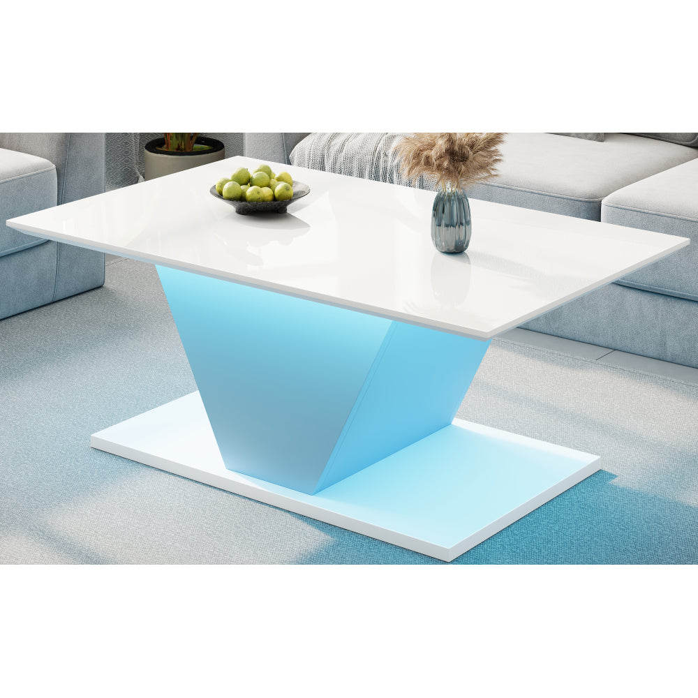 Salontafel – Koffietafel – Bijzettafel – Sofa tafel – Woonkamertafel – Wit – V-vormig Design – Compact 100x50x46 cm