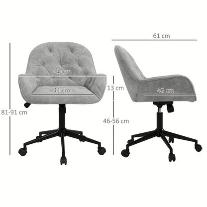 Draaifauteuil – Loungestoel – Bureaustoel – Werkstoel – Stoel – Lichtgrijs Velvet – Verstelbare Zithoogte – Ergonomisch Design