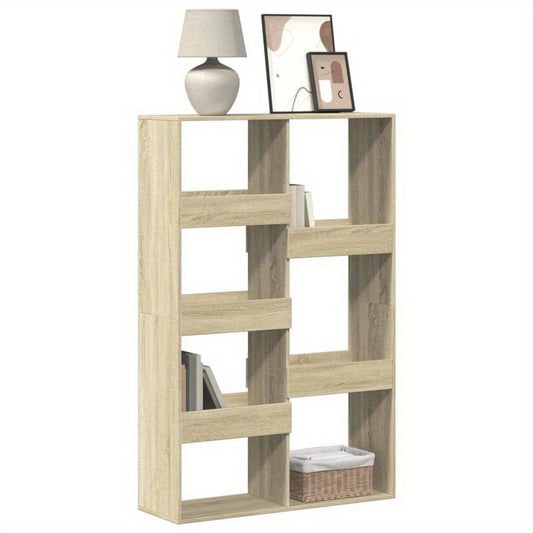 [Home Organization] Sonoma Oak Finish 5-Tier Bookshelf - Sturdy, Durable, and Moisture-Proof Wooden Storage with Smooth Surface for Living Rooms, Offices, Bedrooms, and Study Areas, Standing Shelf