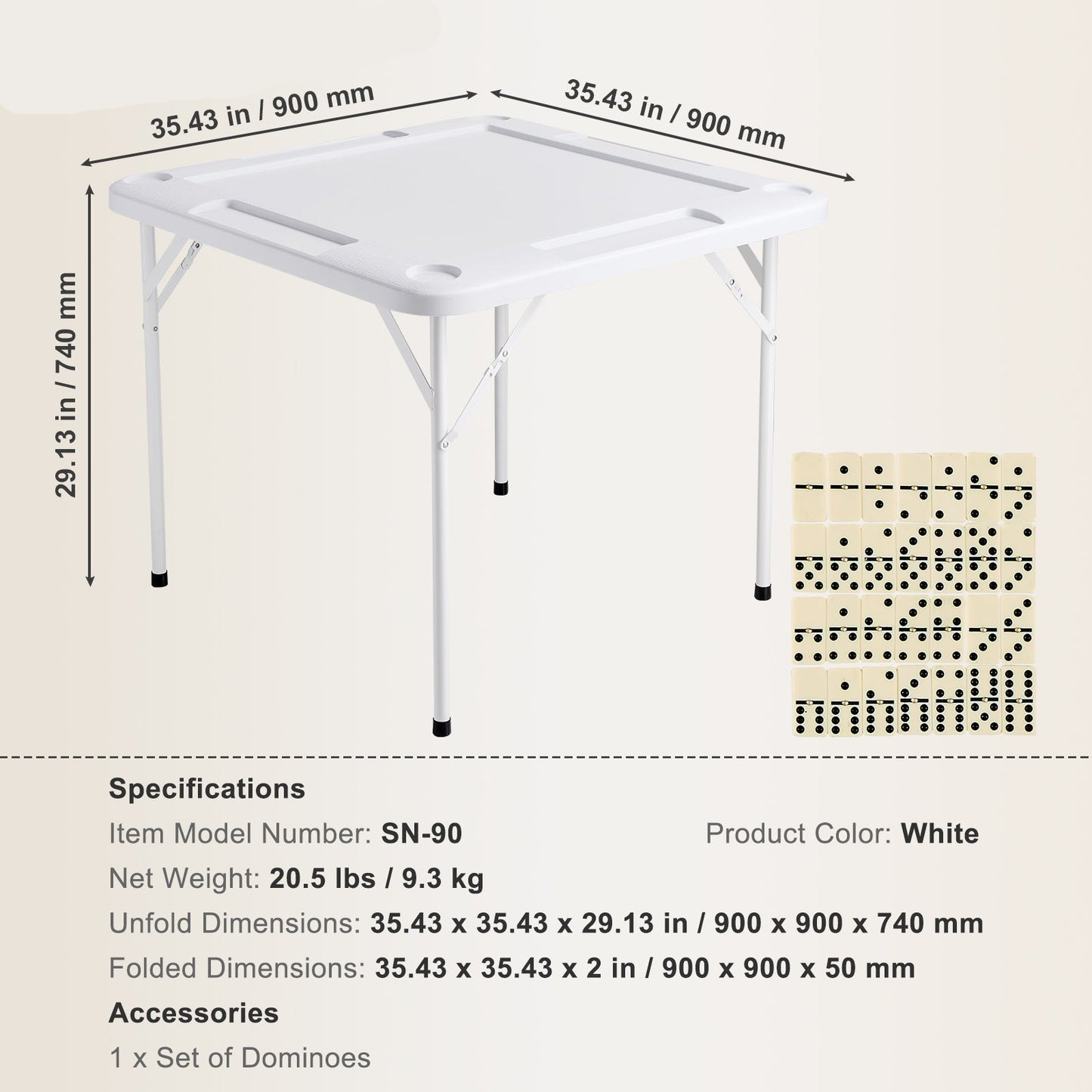 Mahjongtafel – Speeltafel – Kaarttafel – Inklapbare Tafel – Bordspel Tafel – Waterbestendig PE Materiaal – 4 Bekerhouders & Chiplades