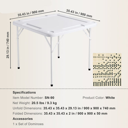 Mahjongtafel – Speeltafel – Kaarttafel – Inklapbare Tafel – Bordspel Tafel – Waterbestendig PE Materiaal – 4 Bekerhouders & Chiplades