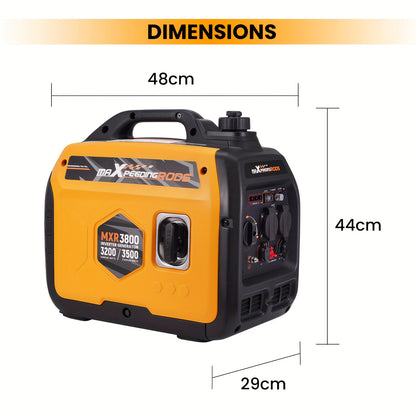 Benzinegenerator – Draagbare Generator – Stille Stroomvoorziening – Inverter Generator – Noodstroom – 3200W Continu Vermogen – 58dB Laag Geluidsniveau – Oranje