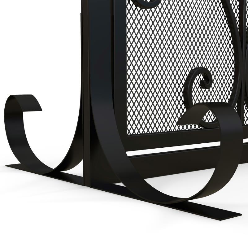 Haardscherm – Haardveiligheidsscherm – Vonkenbescherming – Openhaard beschermrek – Vuurkorf gaas – Hittebestendig Staal – Magnetische Sluiting – 105x80,5 cm Zwart