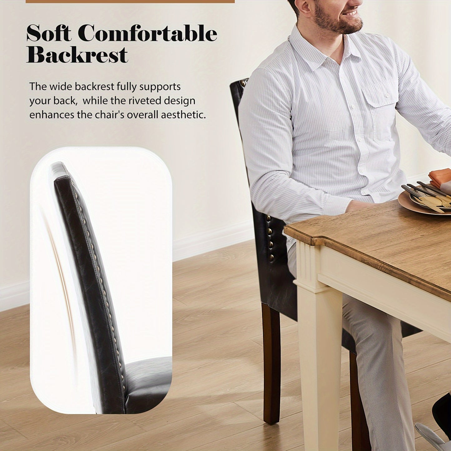 Eetkamerstoelen – Keukenstoelen – Kuipstoelen – Stoffen Stoelen – Houten Poten – Set van 2 – Comfortabele Zitting – Nagelrandafwerking