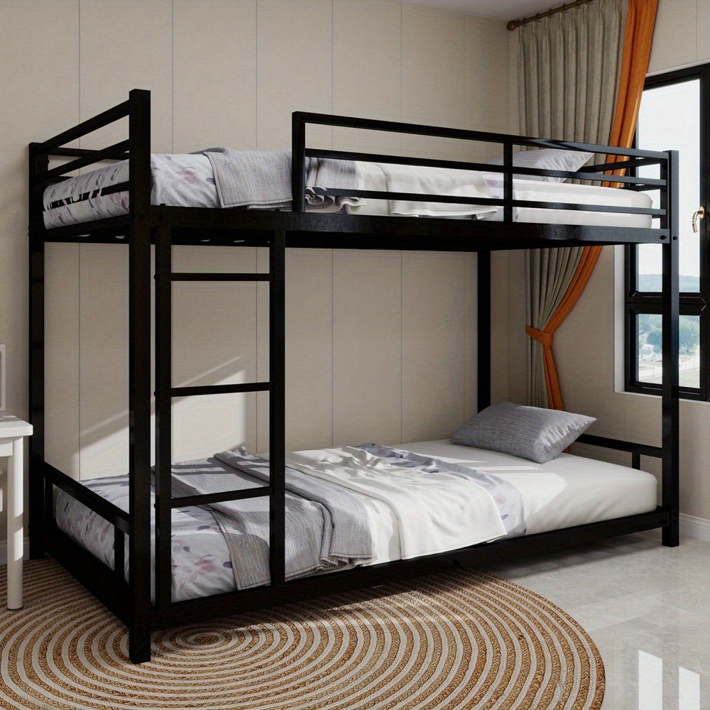 Metalen Stapelbed – Stapelbed Voor Tieners – Halfhoogslaper – Slaapbank – Opbergbed – Stevig Metalen Frame – Veiligheidshekken Bovenbed – Wit
