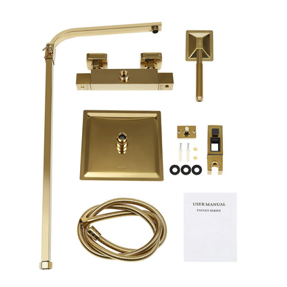 Thermostatisch Douche Systeem – Thermostaatkraan – Douchekraan – Doucheset – Douchepaneel – Gouden Afwerking – Hoogwaardig Messing – Eenvoudig Schoon te Maken