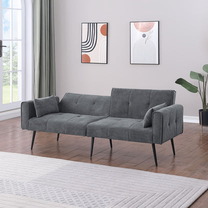 Vouwbare Slaapbank – Bankbed – Sleeperbank – Convertible Bank – Zetelbed – Ruimtebesparend Ontwerp – Duurzaam Bamboe Frame – Verstelbare Rugleuning – Handmatige Bediening – Grijs