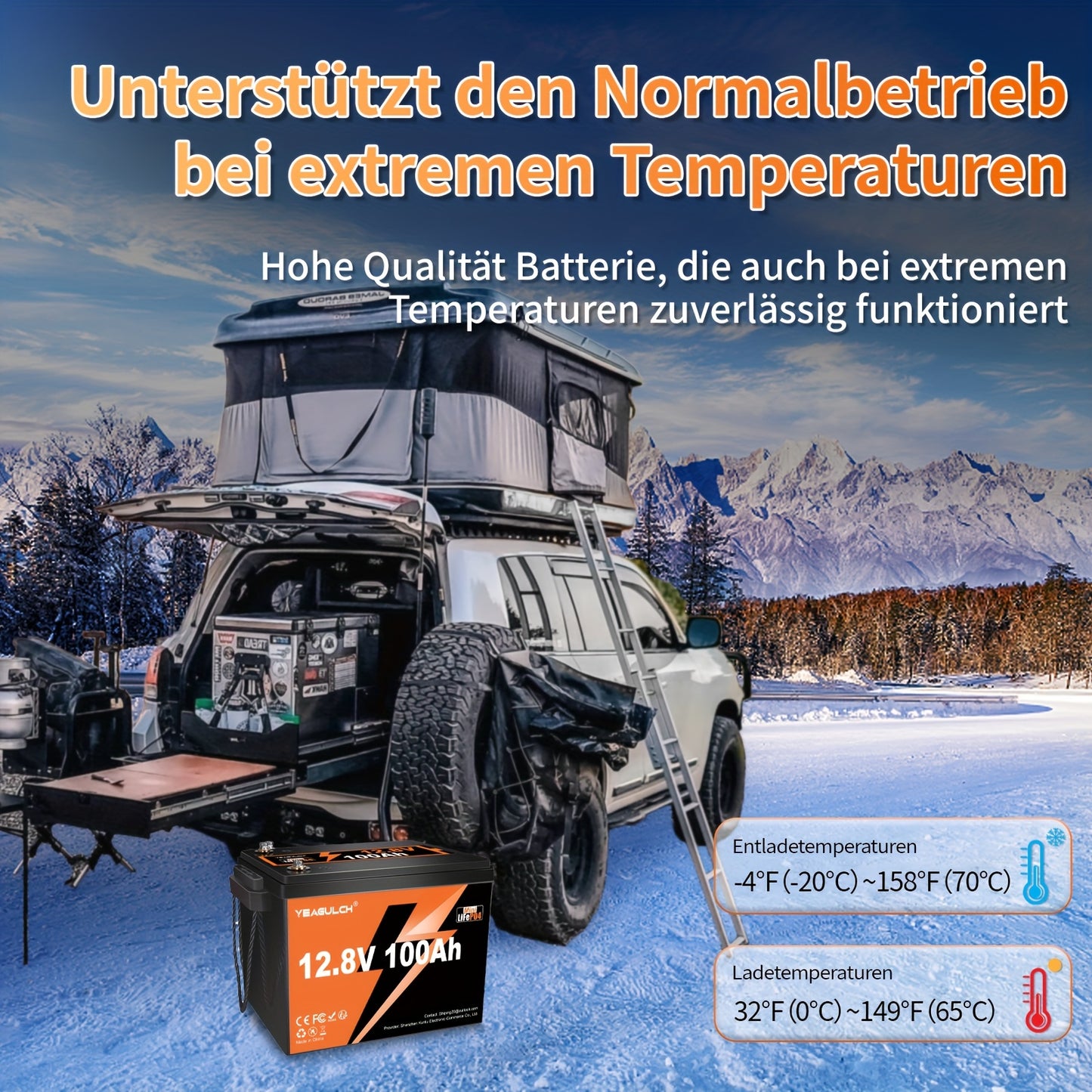LiFePO4 accu – Lithium batterij – Lithium-ijzerfosfaat accu – Lithium accu – Lithium ion accu – 12V 100Ah – Ingebouwde BMS en 6000+ laadcycli