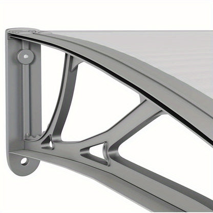 Doorluifel – Overkapping – Zonwering – Regenluifel – Voordeurbescherming – Grijs Transparant – Polycarbonaat – 400 x 75 cm – Weerbestendig & Lichtdoorlatend