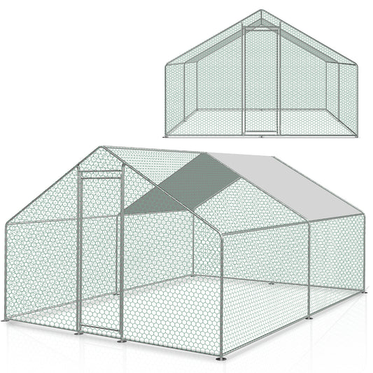 Chicken Coop Free range chicken house with Safety Lock Easy to clean with Lock and Door Roof With PVC-coated Outdoor Enclosure Free Range Enclosure Metal Animal Enclosure Plenty of Space for Chickens, Rabbits and Other Small