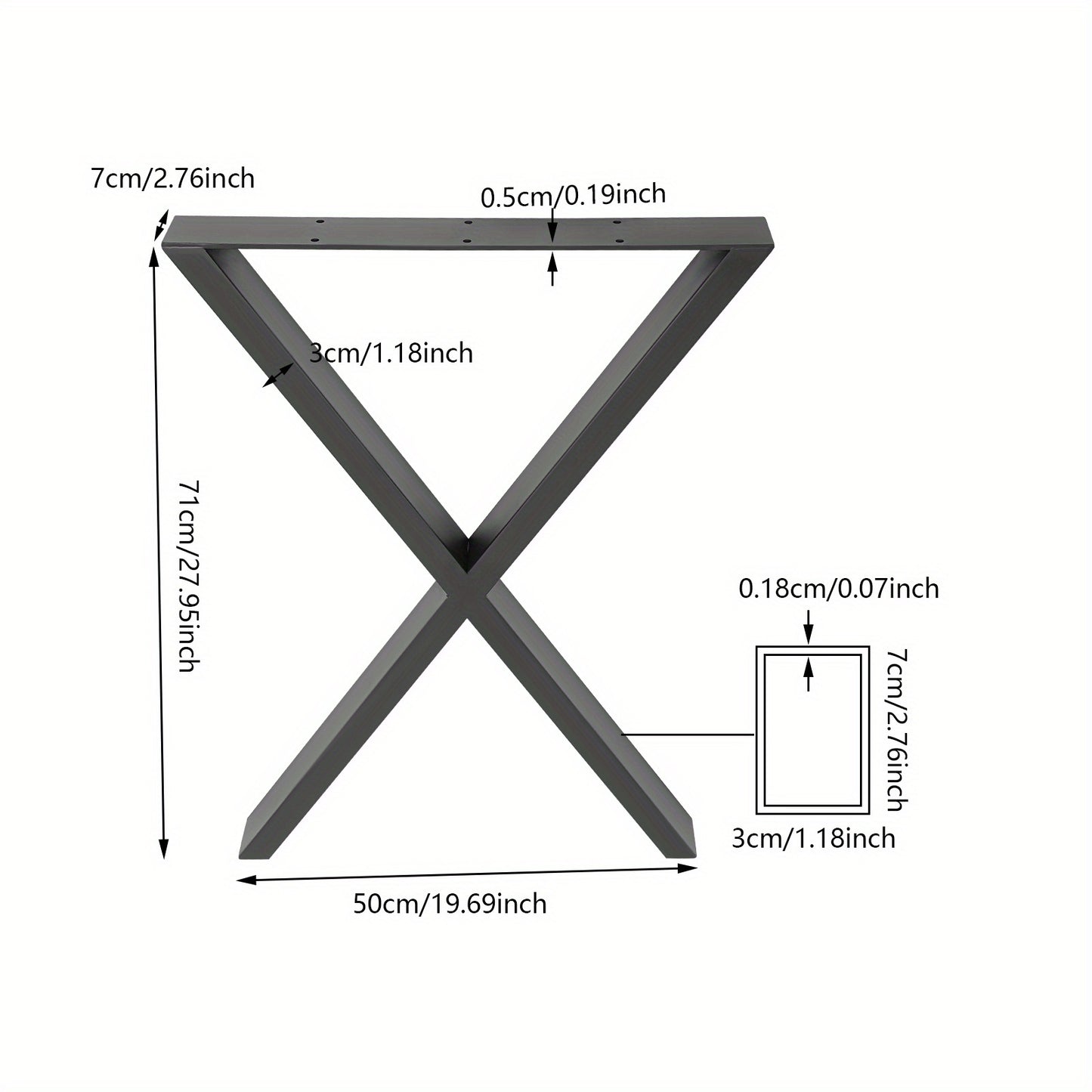 Tafelpoten – Tafelonderstel – Meubelpoot – Tafelpoot Set – X-vormige Tafelpoot – Verstelbare Hoogte – Zwart Stalen Design – Draagvermogen 200 kg