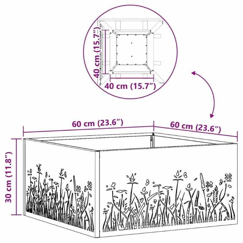 Vuurkorf – Vuurschaal – Buitenhaard – Terrashaard – Tuinhaard – Zwart Metaal – 60x60x30 cm – Duurzaam & Draagbaar