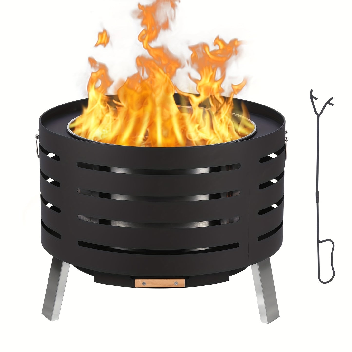 Vuurschaal – Vuurkorf – Tuinhaard – Terrasverwarmer – Buitenhaard – Rookvrij Design – Ø 66 cm Staal – Dual-Burning Technologie met Uitneembare Asbak
