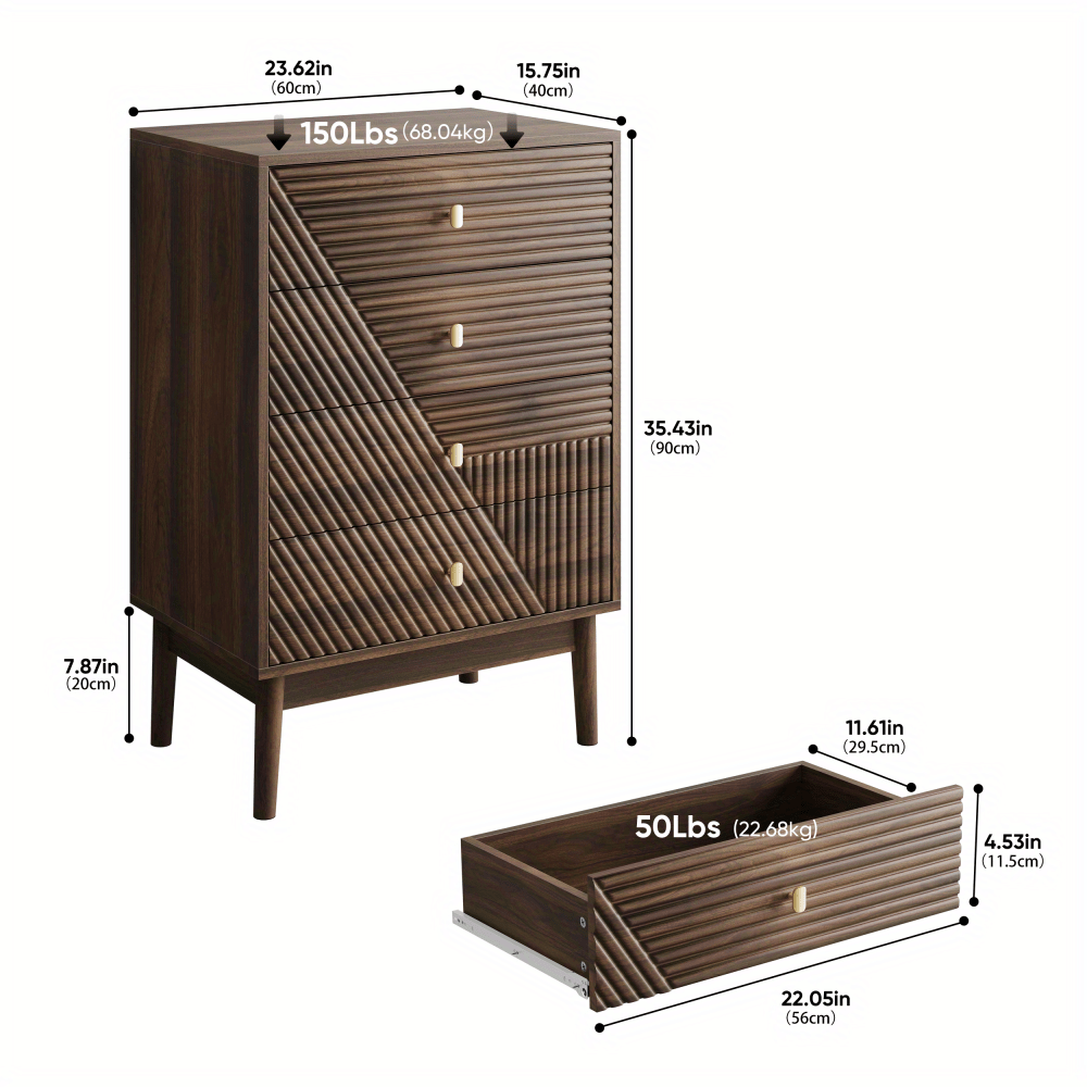 Ladekast – Ladenkast – Kommode – Opbergkast – Dressoir – Modern Design – Geen Montage Nodig – Duurzaam Non-Houten Materiaal – Compact Verticaal Opbergmeubel