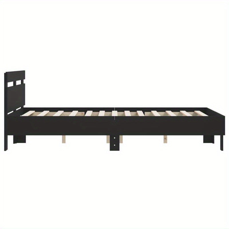 Bed frame con Headboard Nero 120x190cm in Wood Multilayer Removable and durable