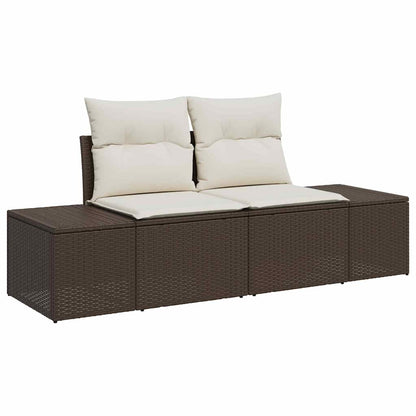 Tuinbank – Buitenbank – Loungeset – Modular Sofa – Tuinmeubel – 7-Zits – Weerbestendig Polyrattan – Met Witte Kussens