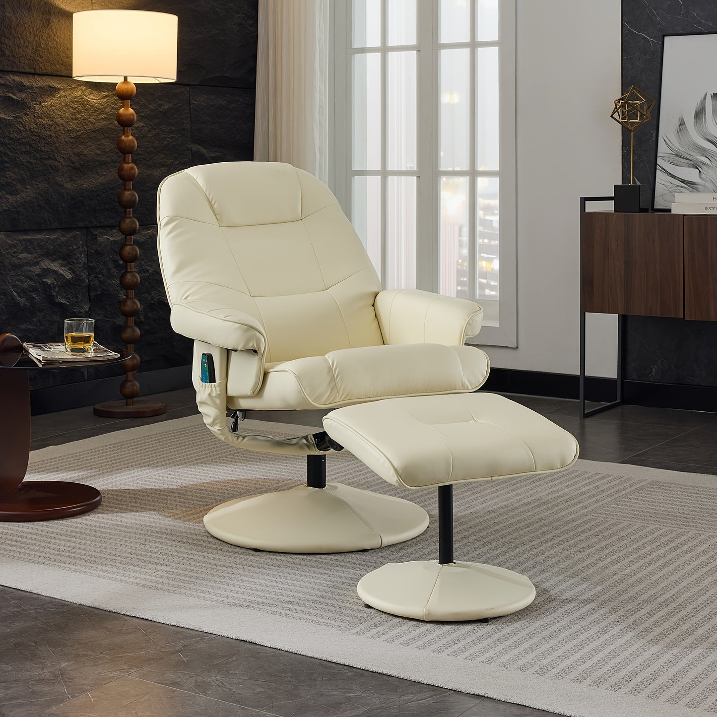 Draaifauteuil – Loungestoel – Relaxfauteuil – Clubstoel – Fauteuil wit – 360° Draaibaar – Zachte Katoenen Bekleding – Stevige Rugleuning – Gemakkelijk Schoon Te Maken