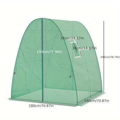 Outsunny Cold-Proof Greenhouse with Roller Door & 2 Windows, Steel-Film Construction, 180x180x200cm, Transparent Panels for Light & Ventilation, Durable Outdoor/Indoor Use for Tomatoes, Vegetables, Flowers, Balcony & Garden,