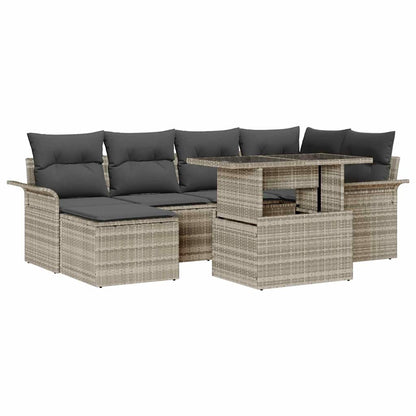 Tuinset – Loungeset – Tuinbank – Terrasbank – Modulaire Loungeset – Lichtgrijs – Handgeweven Poly Rattan – Instelbare Indeling