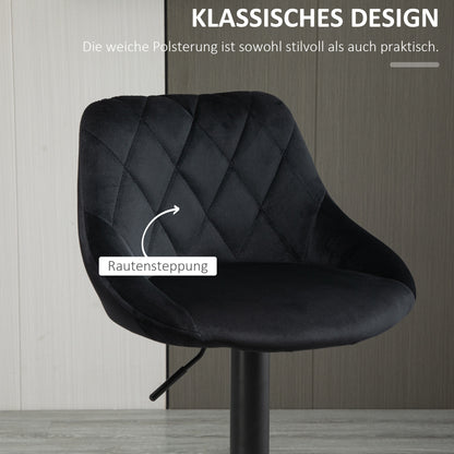 Barstoel – Barkruk – Keukenstoel – Barstoel Met Rugleuning – Barkruk Set Van 2 – Verstelbaar – 360° Draaibaar – Velvet Bekleding – Met Voetsteun – Met Stalen Frame