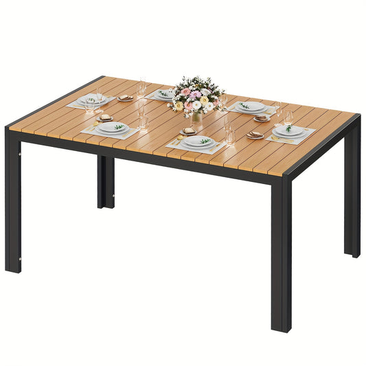 Tuintafel – Buiten Tafel – Terrastafel – Patio Tafel – Grote Eettafel – Weerbestendig WPC Blad – Aluminium Frame – 140x90 cm – Geschikt Voor 6 Personen