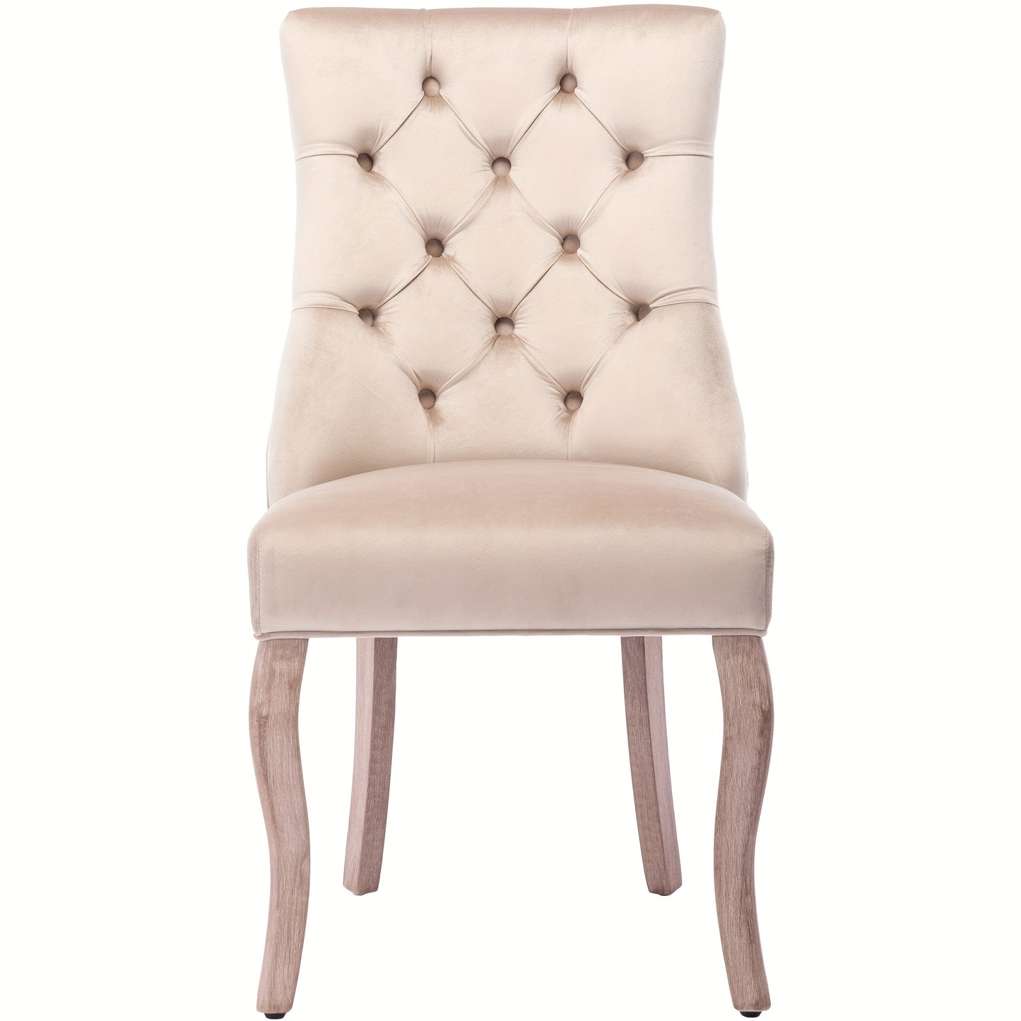 Eetkamerstoel – Stoel – Kuipstoel – Keukenstoel – Set Van 2 – Modern Design – Beige Katoen – Button-Tufted Rugleuning – Zacht Gewatteerde Zitting – Stevig Vierpoots Onderstel – Makkelijk Schoon Te Maken