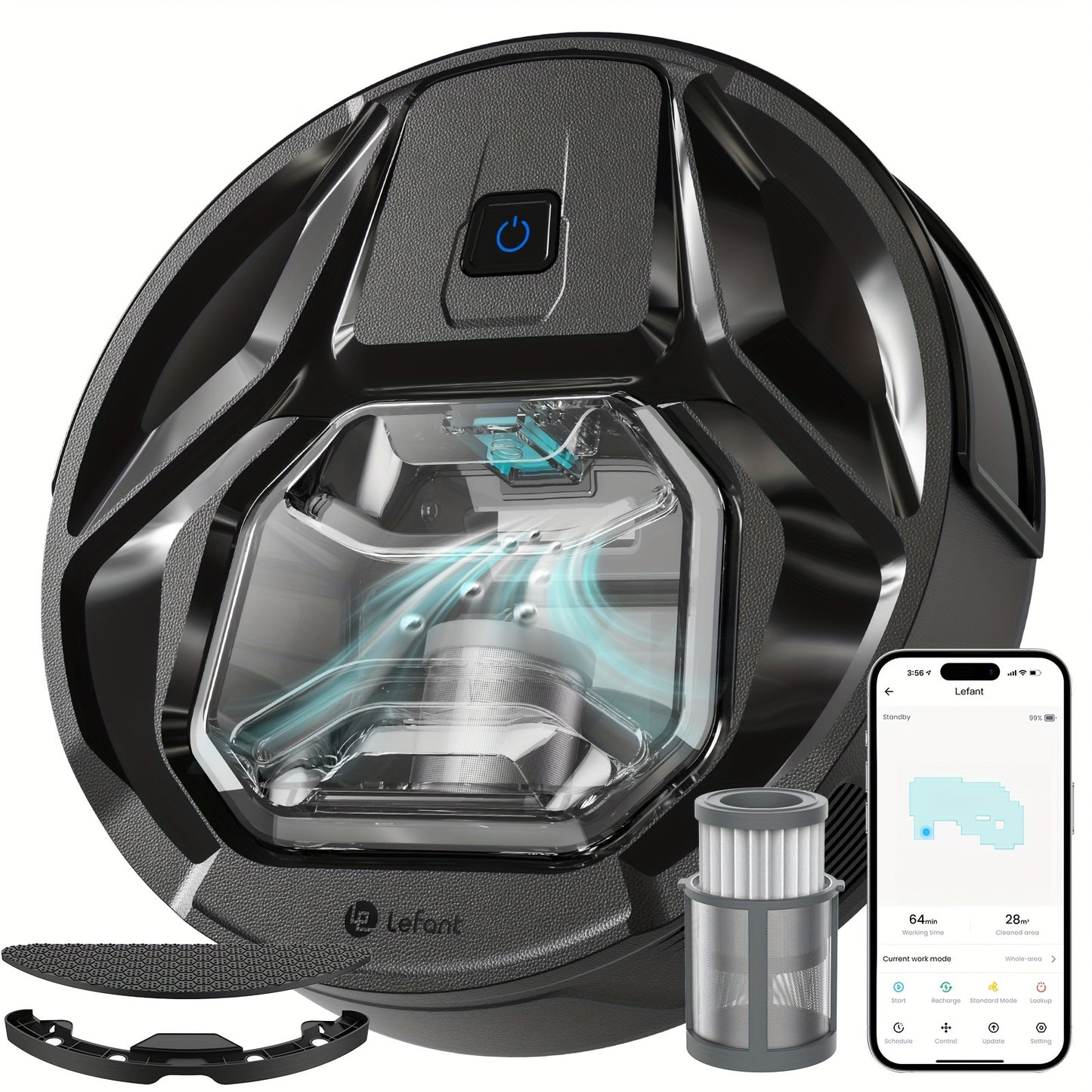 Robotstofzuiger – Robotvacuum – Slimme Stofzuiger – Automatische Stofzuiger – Dweilrobot – Vegen en Dweilen – 5000mAh Batterij – 800ml Stofbak