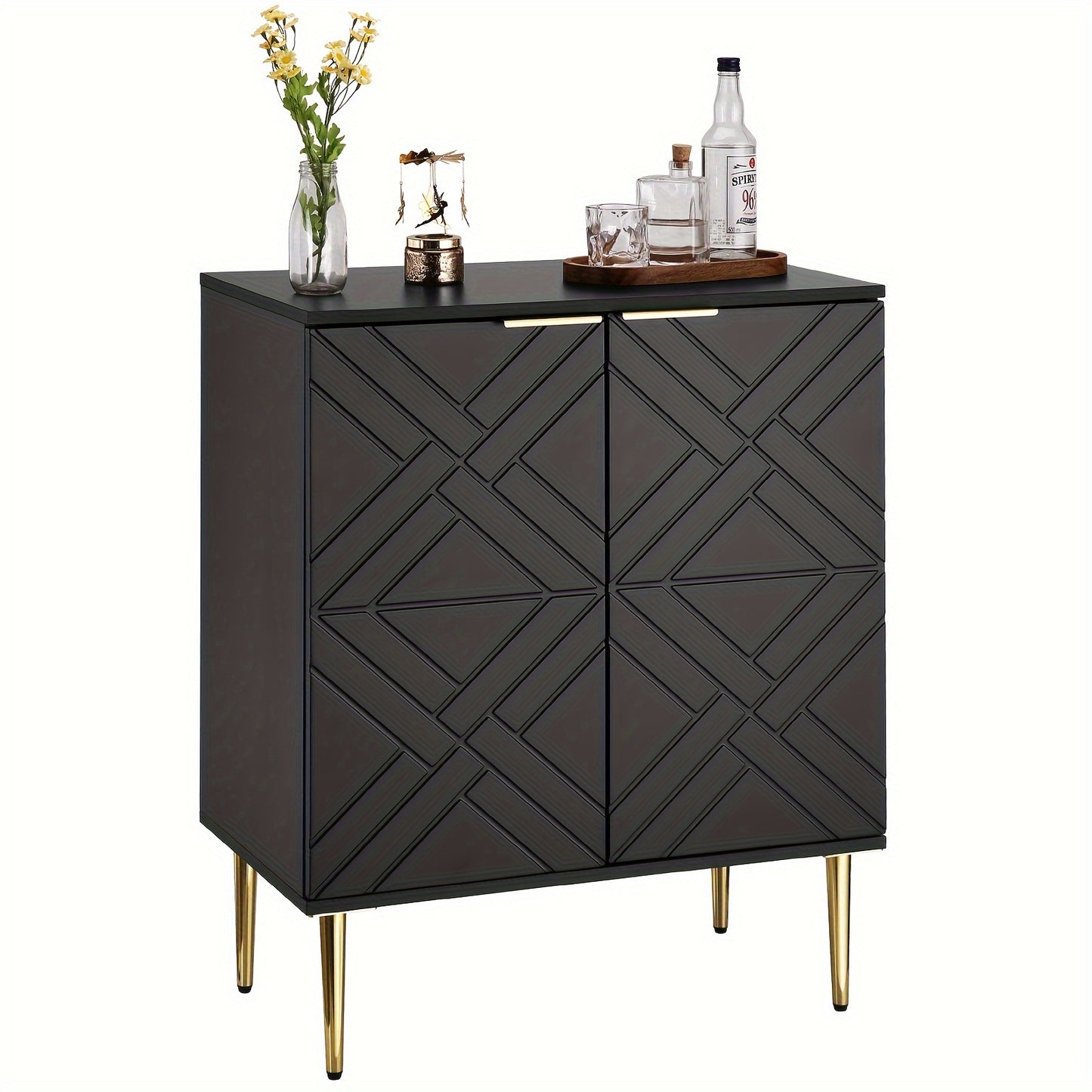 Hal Kast – Halkast – Halmeubel – Garderobekast – Opbergkast – Mat Zwart – 2 Deuren – Compact 74 cm Breed