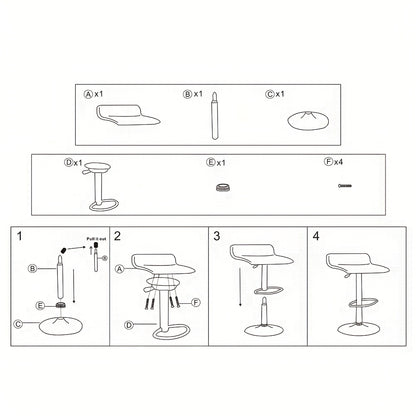 Barstoel – Barkruk – Barstoel Keuken – Barkrukken Set – Barstoelen – Verstelbare Zithoogte 55-75 cm – 360° Draaibaar – Wit PU Leer – Met Metalen Onderstel