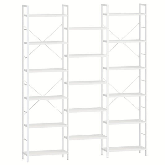 Boekenkast – Boekplank – Boekrek – Opbergkast – Vakkenkast – Wit – 17 Lagen Met Verstelbare Planken – Stabiel Met Metaalframe 24x152x186 cm
