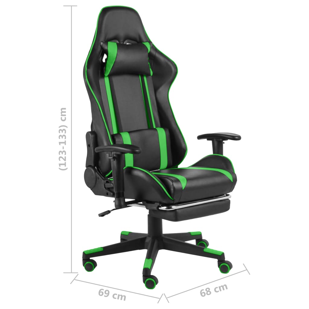 Gamingstoel – Gamestoel – Gaming Chair – Game Stoel – Bureaustoel – Groen – Inklapbare Voetensteun – Ergonomische Hoge Rugleuning