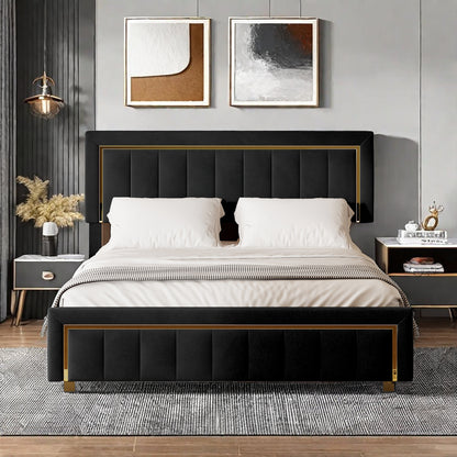 Bedkasten – Nachtkastje – Opbergkast – Bedframe – Slapen – 160x200 cm – Gestoffeerd Tweepersoonsbed – 35 cm Opbergruimte Met Hydraulisch Systeem