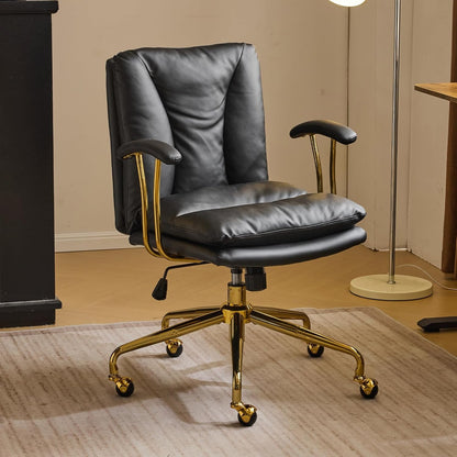 Ergonomische Bureaustoel – Bureaustoel – Werkstoel – Draaistoel – Comfortabele Stoel – Verstelbare Zithoogte – Robuust Metalen Frame Goud