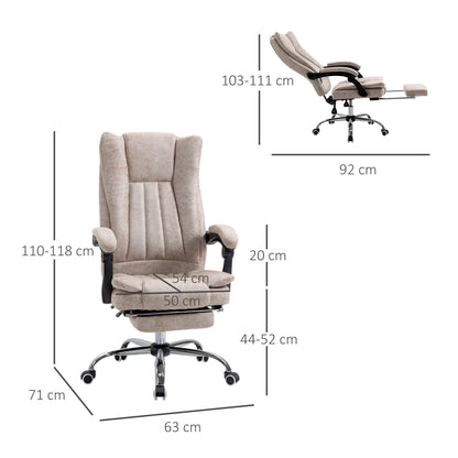 Bureaustoel – Draaistoel – Kantoorstoel – Office Chair – Gamestoel – Verstelbare Zithoogte – Inklapbare Voetensteun – Microfiber Bekleding – Plastic En Metalen Frame – Beige