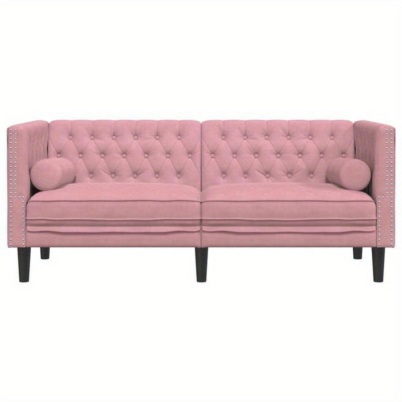 2-zits bank – 2-zitsbank – loveseat – zitbank – tweezits sofa – Chesterfield design – roze velvet stof – vlekbestendig en hypoallergeen – makkelijk schoon te maken
