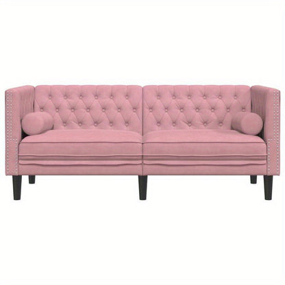 2-zits bank – 2-zitsbank – loveseat – zitbank – tweezits sofa – Chesterfield design – roze velvet stof – vlekbestendig en hypoallergeen – makkelijk schoon te maken