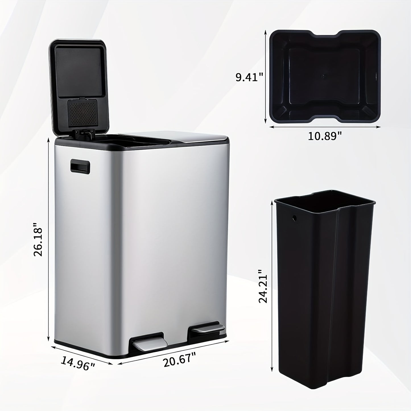 Prullenbak – Afvalbak – Pedaalemmer – Afvalscheidingsprullenbak – Vuilnisbak – RVS 304 – 60 Liter – Soft Close Deksel – Voetpedaal – Hygiënisch & Geurvrij