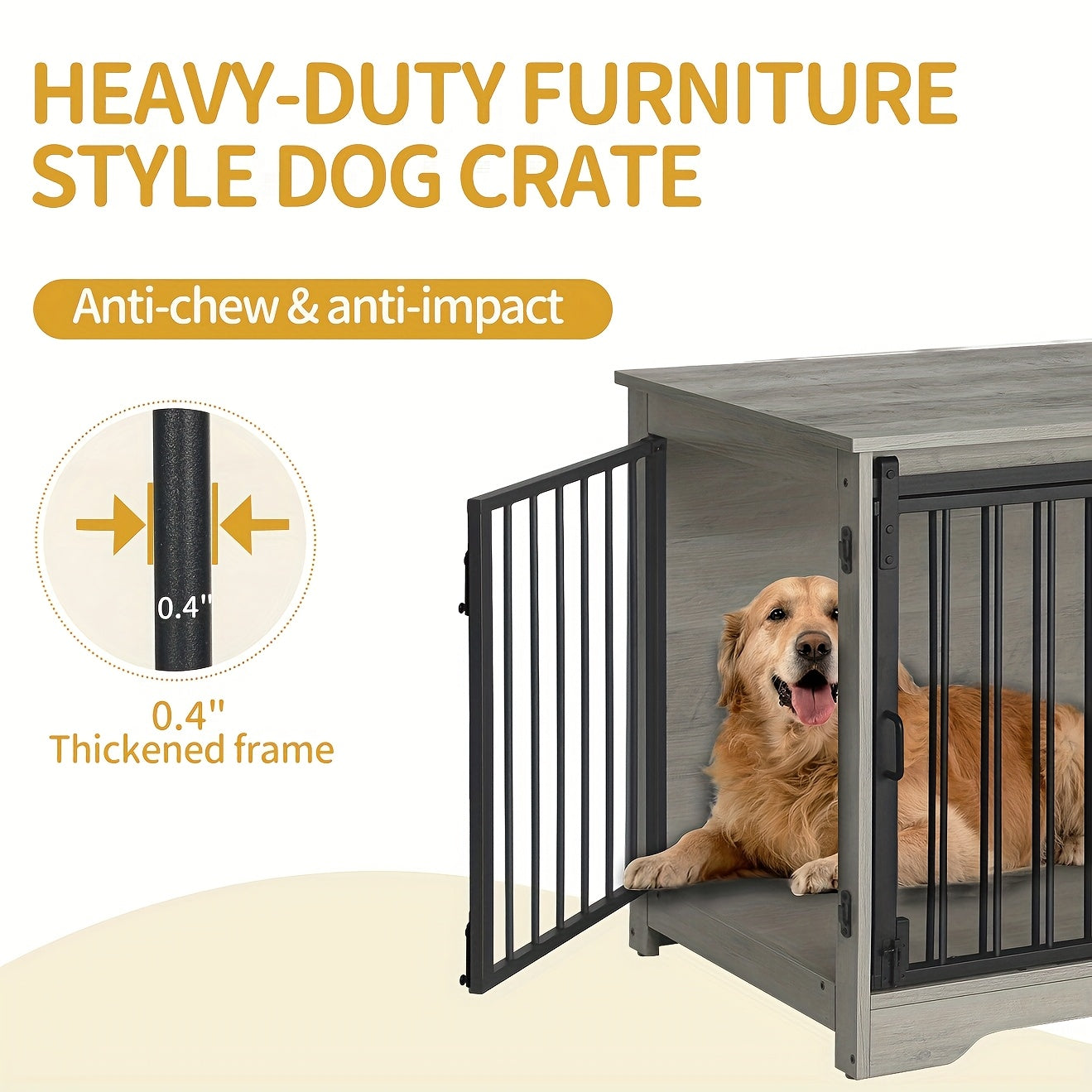 Furniture for Dog Crates, 100Cm Indoor Dog Kennel with Sliding And Double Doors, Contemporary Wooden Design, Appropriate for Small, Medium, And Large Dogs. - QUORE