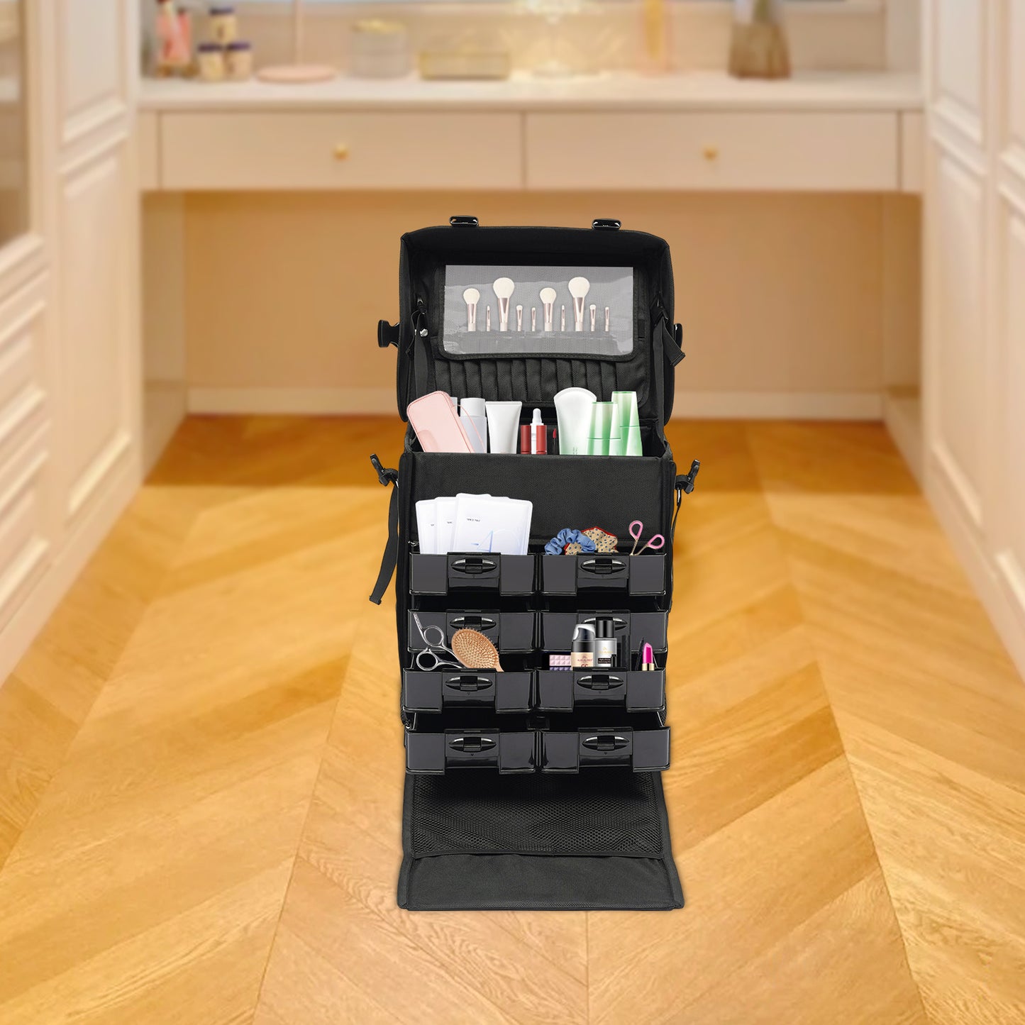 Make-up Koffer – Make-up Trolley – Beauty Case – Cosmetica Koffer – Make-up Organizer – Multifunctioneel – Oxford Stof – Reiskoffer – Hoogwaardige Kwaliteit – Multifunctioneel – Zwart