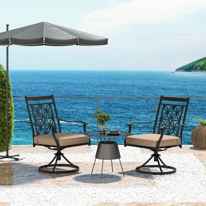 Patio Stoelen – Tuinstoelen – Balkonstoelen – Bistrostoelen – Draaistoelen – Metalen Frame – 360° Draaifunctie – Zachte Khaki Kussen
