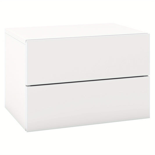 Nachtkastje – Nachtkastjes – Zwevend Kastje – Bijzettafel – Wandkast – Set van 2 – Wit – Metaal – 42x30x28 cm – 2 Lades – Ruimtelijk & Stijlvol
