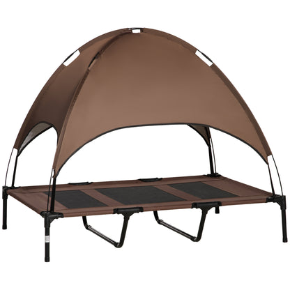 Hondenmand – Hondenbed – Hondenkussen – Buitendogbed – Verhoogde Mand – Met Beschermende Canopy – Ademend Fluweel – Afmeting 122 x 92 x 108 cm