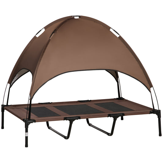 Hondenmand – Hondenbed – Hondenkussen – Buitendogbed – Verhoogde Mand – Met Beschermende Canopy – Ademend Fluweel – Afmeting 122 x 92 x 108 cm