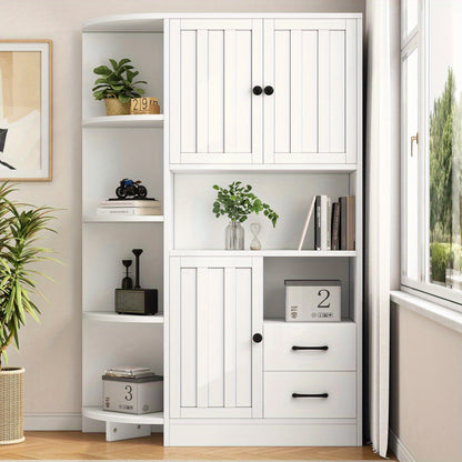 Hoekkast – Opbergkast – Hoekmeubel – Kast – Ladekast – Wit – 14 Opbergvakken – Ruimtebesparend Design – 104x35x155 cm – Stevige Duurzame Constructie