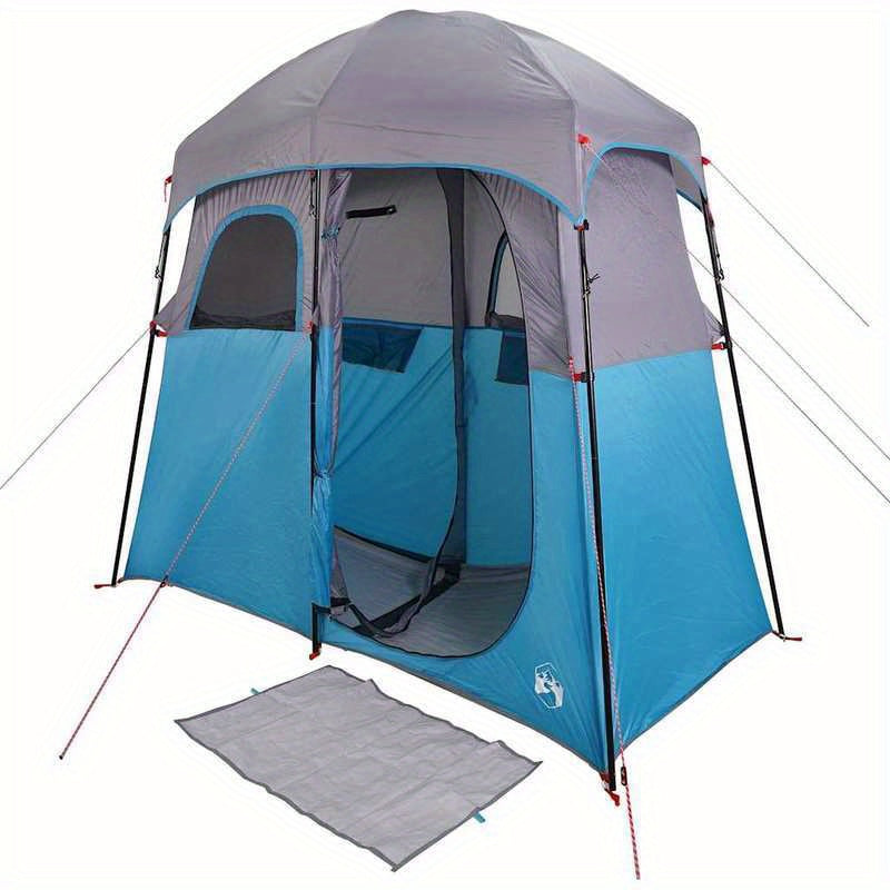 Campingtent – Kampeertent – Tent – Tweepersoonstent – Douchetent – Blauw – Lichtgewicht Oxford Stof – Inclusief Zonnescherm