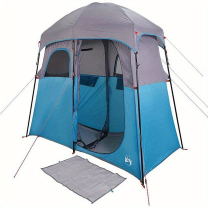 Campingtent – Kampeertent – Tent – Tweepersoonstent – Douchetent – Blauw – Lichtgewicht Oxford Stof – Inclusief Zonnescherm