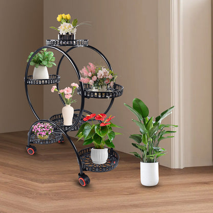 Plantenstandaard – Plantenrek – Bloemenrek – Plantenhouder – Bloemenstandaard – Industrieel Design – Zwart Metaal – 3 Laags – Sterk Draagvermogen 7,5 kg per Tray