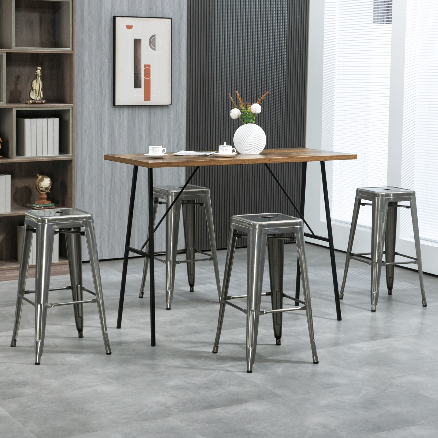 Barstoel – Barkruk – Barstoel Kruk – Barstoelen – Barkrukken – Industrieel Design – Stapelbaar – Metalen Frame – Zithoogte 76 cm
